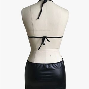 Woman’s leather bodysuit Lace Bowkmot